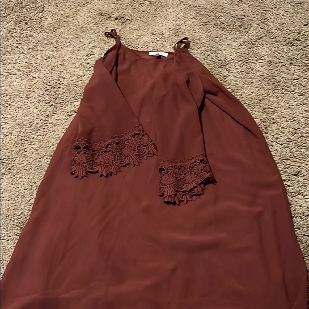 Brick red Tank dress with cutout shoulders